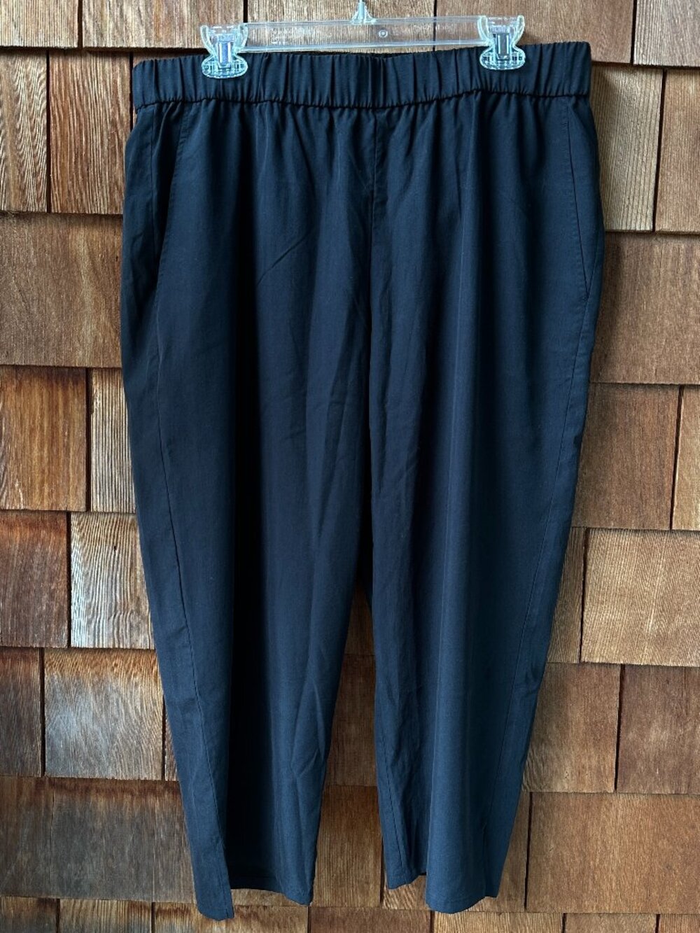 NWT Eileen Fisher Black Tencel Blend Slouchy Crop Pant in Women's Large